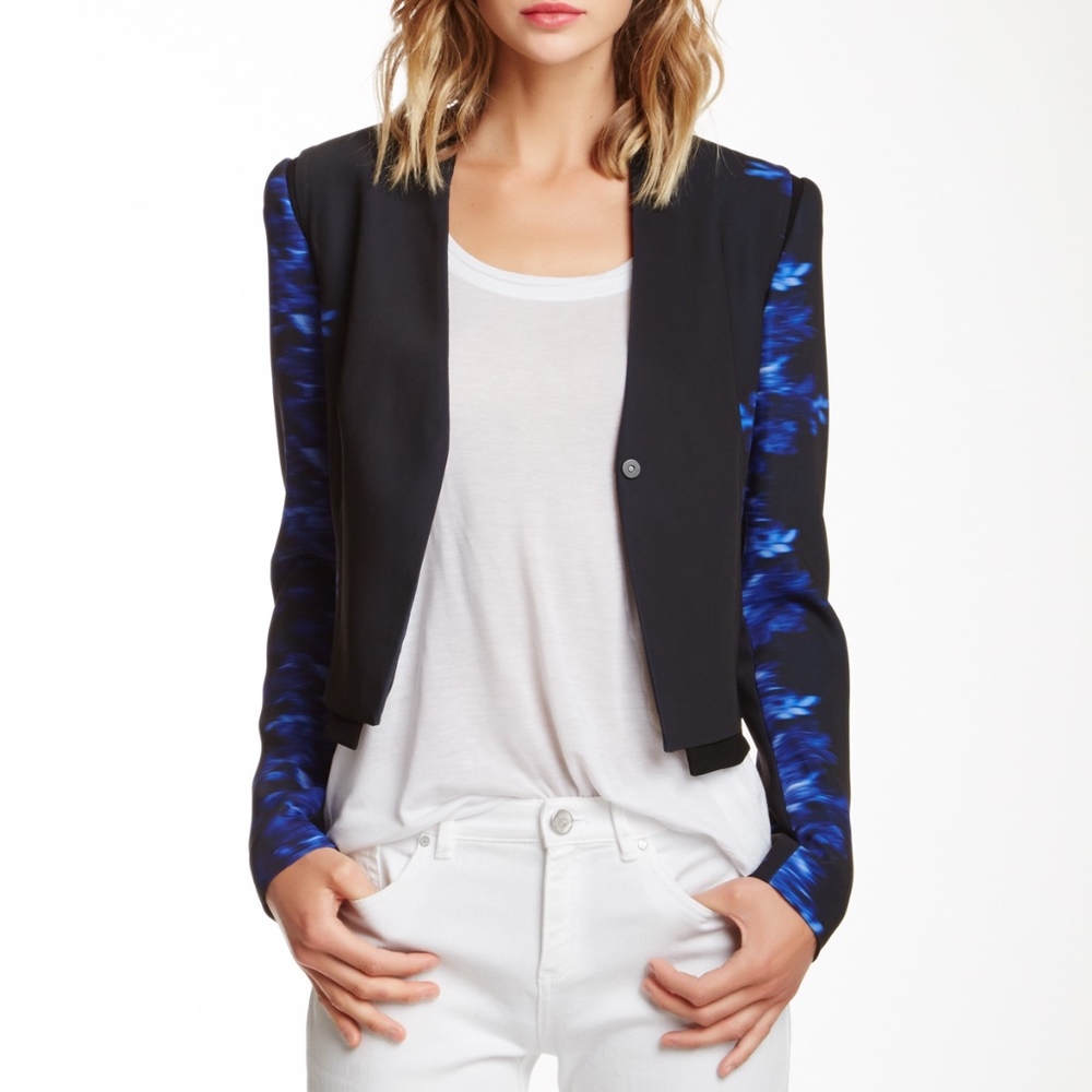 Elie Tahari Sisi Silk Jacket in Navy Yard Blue